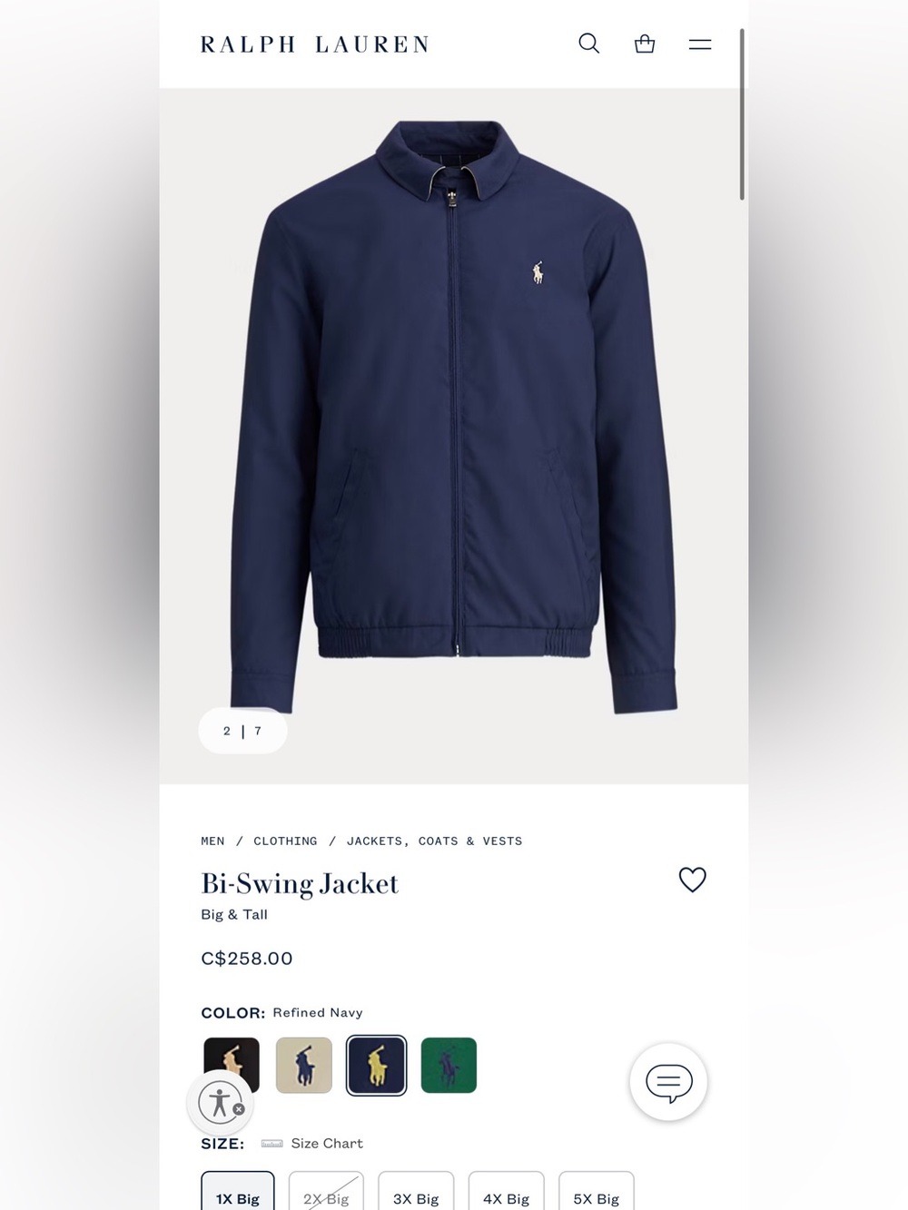 Ralph Lauren bi-swing jacket in Refined Navy